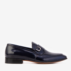 The Blackwell Navy Patent Bit Loafer Shoe - Vinci Leather