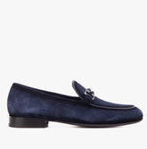 The Brooks Navy Suede Bit Loafer Shoe - Vinci Leather