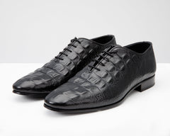 The Randor Black Crocodile Leather Oxford Shoe - Vinci Leather