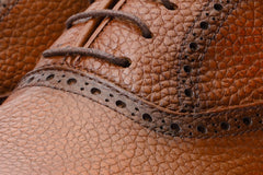 The Draco Handmade Tan Semi Brogue Oxford Shoe - Vinci Leather
