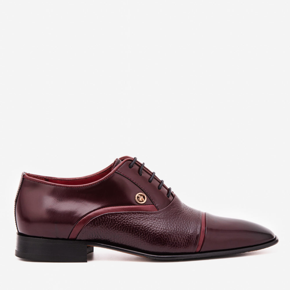 The Rockwell Handmade Burgundy Leather Cap Toe Oxford Shoe - Vinci Leather