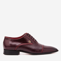 The Rockwell Handmade Burgundy Leather Cap Toe Oxford Shoe - Vinci Leather