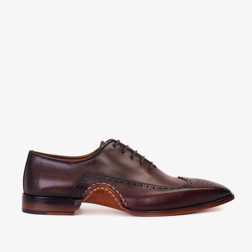 The Royal Hand Craft Burgundy Wingtip Oxford Shoe - Vinci Leather