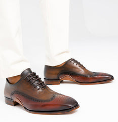 The Royal Hand Craft Burgundy Wingtip Oxford Shoe - Vinci Leather