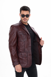 The Ravenna Burgundy Leather Jacket - Vinci Leather