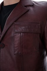 The Ravenna Burgundy Leather Jacket - Vinci Leather