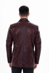 The Ravenna Burgundy Leather Jacket - Vinci Leather