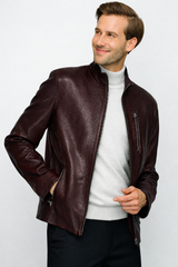 The Blanchard Burgundy Leather Jacket - Vinci Leather