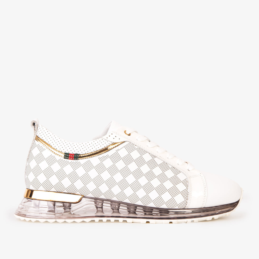 The Cenova White Gold Leather Sneaker - Vinci Leather