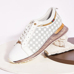 The Cenova White Gold Leather Sneaker - Vinci Leather