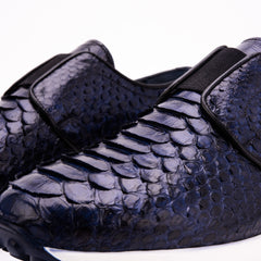 The Obsidian Navy Python Leather Sneaker - Vinci Leather