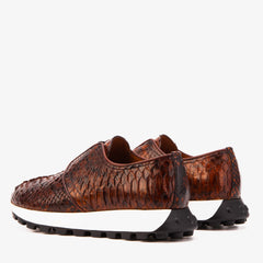 The Obsidian Tan Python Leather Sneaker - Vinci Leather