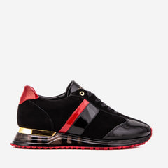 The Inferno Black Red Leather Sneaker - Vinci Leather
