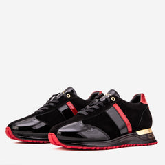 The Inferno Black Red Leather Sneaker - Vinci Leather