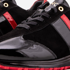 The Inferno Black Red Leather Sneaker - Vinci Leather