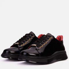The Peklin Patent Black Leather Sneaker - Vinci Leather