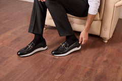 The Padova Black Leather Sneaker - Vinci Leather