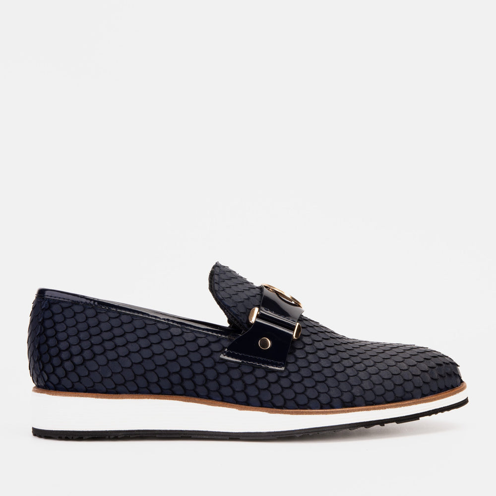 The Legacy Navy Blue Leather Casual Loafer Shoe - Vinci Leather