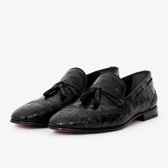 The Istanbul Black Leather Tassel Loafer Shoe - Vinci Leather