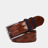 The Caesars Tan Navy Leather Belt - Vinci Leather