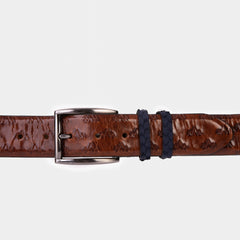 The Caesars Tan Navy Leather Belt - Vinci Leather