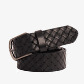 The Turan Black Woven Leather Belt - Vinci Leather