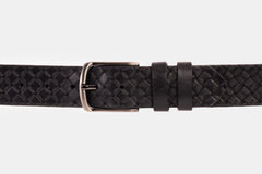 The Turan Black Woven Leather Belt - Vinci Leather