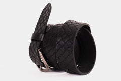 The Turan Black Woven Leather Belt - Vinci Leather