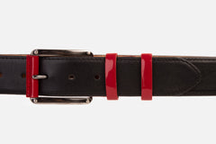 The Maratea Black Red Leather Belt - Vinci Leather