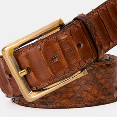 The Boss Tan Pythn Snk Leather Belt - Vinci Leather