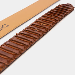 The Boss Tan Pythn Snk Leather Belt - Vinci Leather