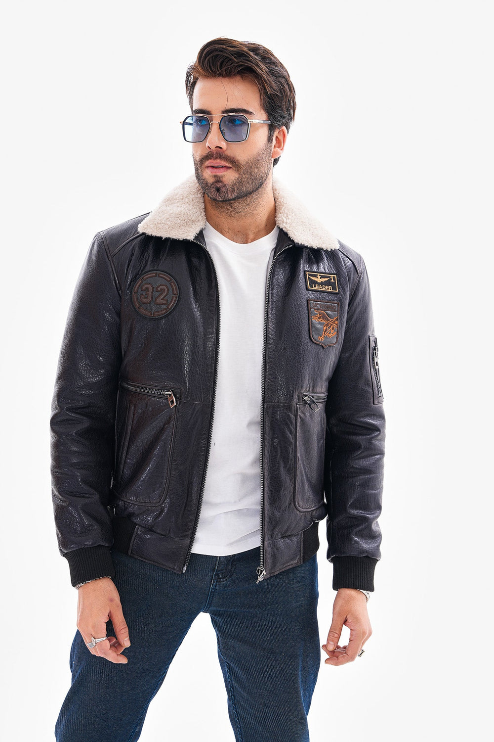 The Northway Navy Blue Lambskin Leather Jacket - Vinci Leather