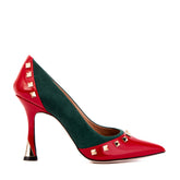 The Bella Vita Studded Red Green Leather Pump Shoe - Vinci Leather