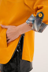 The Nyxara Reversible Hooded Mustard Yellow Leather Jacket - Vinci Leather