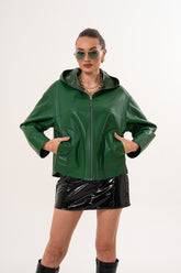The Calyra Reversible Leather Jacket – Emerald Green - Vinci Leather