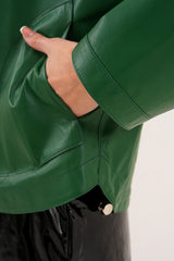 The Calyra Reversible Leather Jacket – Emerald Green - Vinci Leather