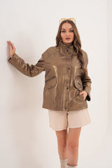 The Zayra Leather Jacket – Taupe Brown - Vinci Leather