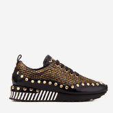 The Aurelia Black Gold Woven Leather Sneaker - Vinci Leather