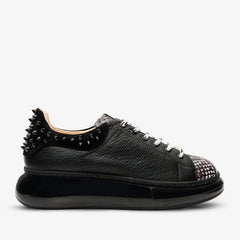 The Venezia Black Leather Sneaker - Vinci Leather