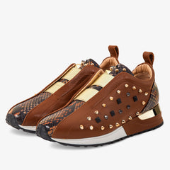 The Infanta Tan Spike Leather Sneaker Limited Edition - Vinci Leather