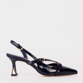 The Atlantic Navy Blue Leather Slingback Sandal - Vinci Leather