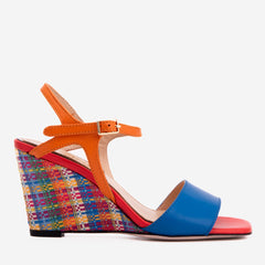 The Mosaic Multicolor Wedge Heel Leather Sandal - Vinci Leather