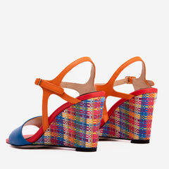 The Mosaic Multicolor Wedge Heel Leather Sandal - Vinci Leather