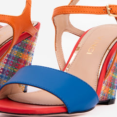 The Mosaic Multicolor Wedge Heel Leather Sandal - Vinci Leather