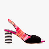 The Spectrum Multicolor Block Heel Leather Slingback Sandal - Vinci Leather