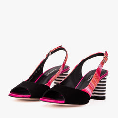 The Spectrum Multicolor Block Heel Leather Slingback Sandal - Vinci Leather