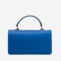 The Zoe Multicolor Tweed Blue Leather Handbag - Vinci Leather