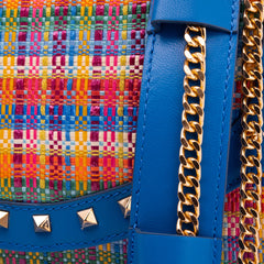 The Zoe Multicolor Tweed Blue Leather Handbag - Vinci Leather