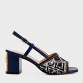The Nampula Navy Blue Leather Slingback Sandal - Vinci Leather