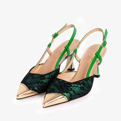 The Bali Green Leather Slingback Sandal - Vinci Leather